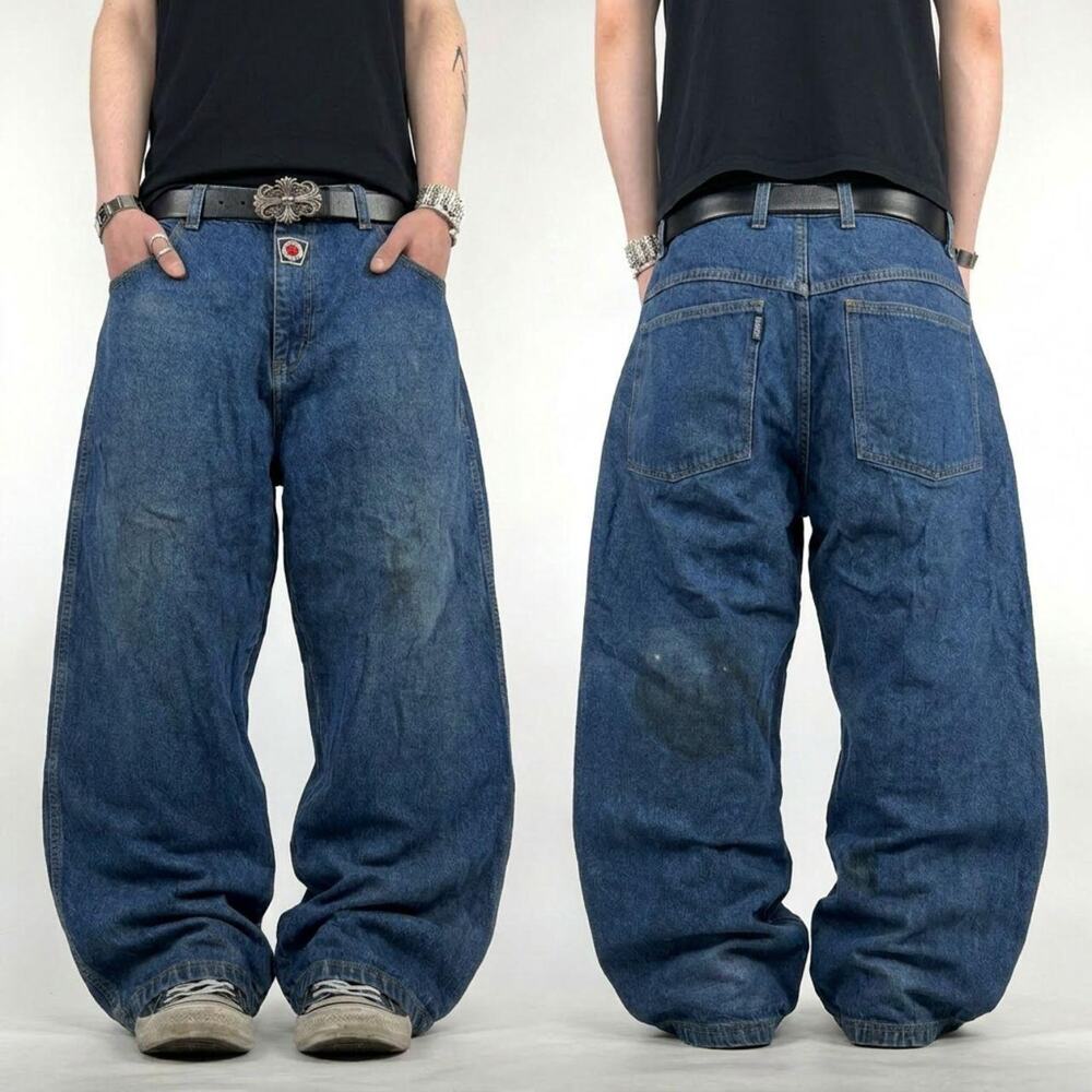 Vintage y2k faded stonewash skater rare embroidered baggy archive jeans
